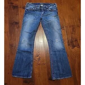 Silver Jeans Tuesday Baby Boot Womens 30 X 31 Distressed‎ Light